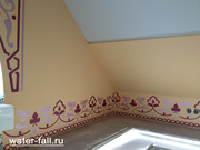 Различная трафаретная роспись стен и роспись потолков
